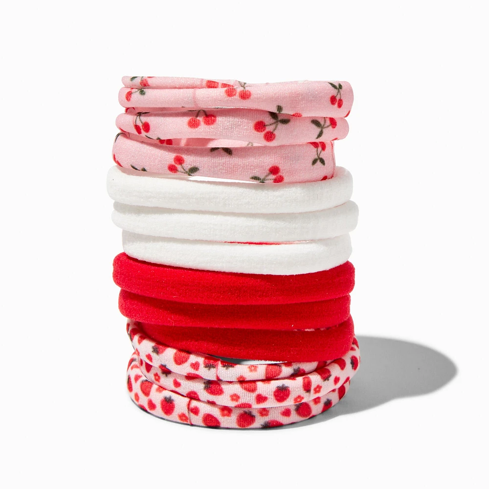 Cherry Time Rolled Hair Ties - 12 Pack