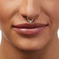 Gold-tone Stainless Steel Cubic Zirconia 16G Crown Septum Nose Hoop