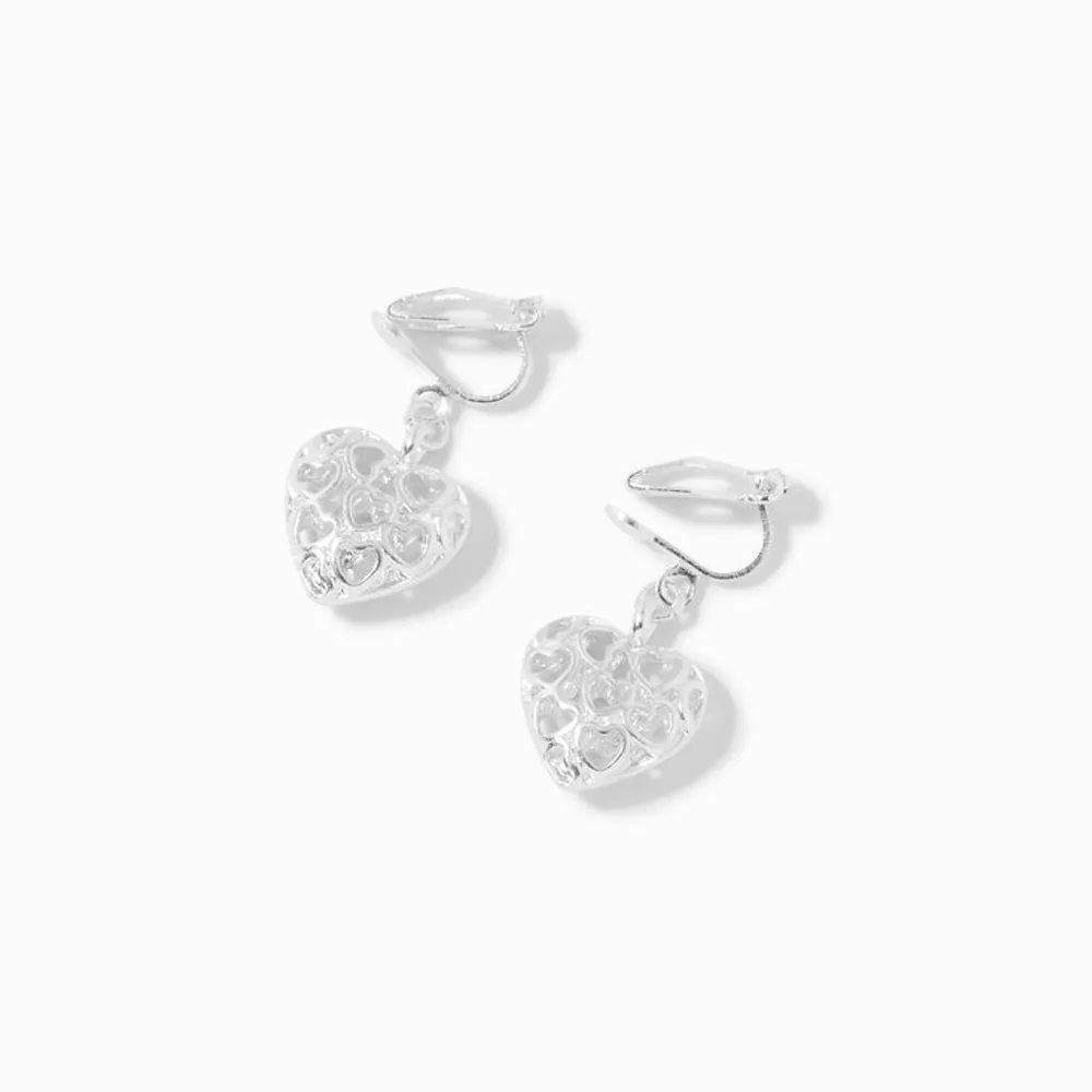 Gold 1.5 Embellished Crystal Heart Drop Earrings