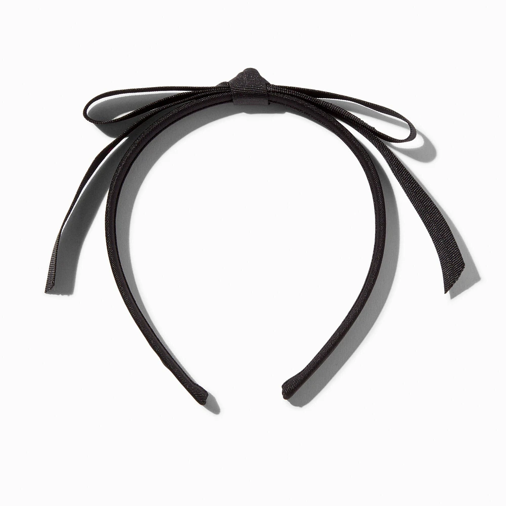 Black Skinny Ribbon Bow Headband