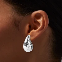 Crystal-Studded Silver-tone Bubble Hoop Earrings