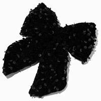 Black Sequin Hair Bow Clip