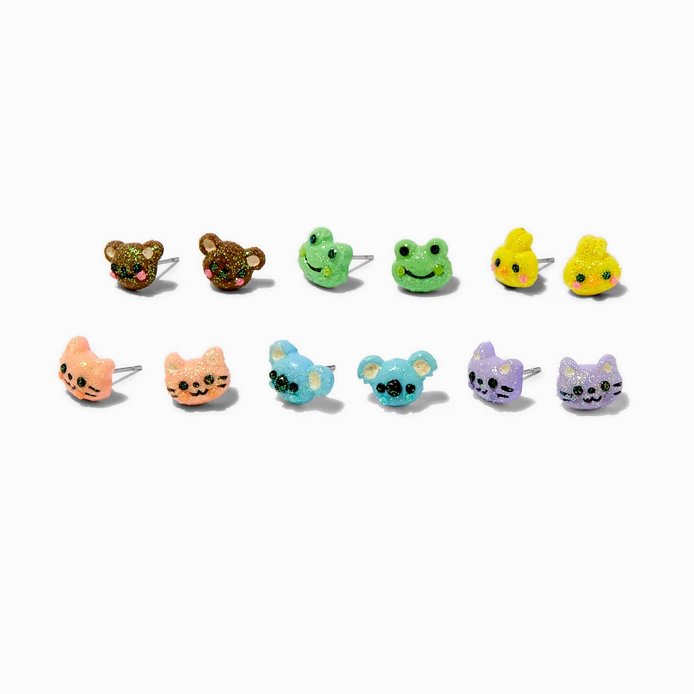 Glitter Summer Animal Stud Earrings - 6 Pack