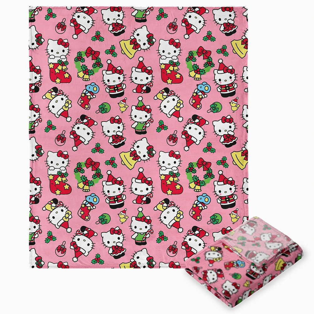 Hello Kitty® Holly & Wreath Silk Touch Throw Blanket