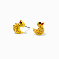 Yellow Crystal Rubber Ducky Stud Earrings