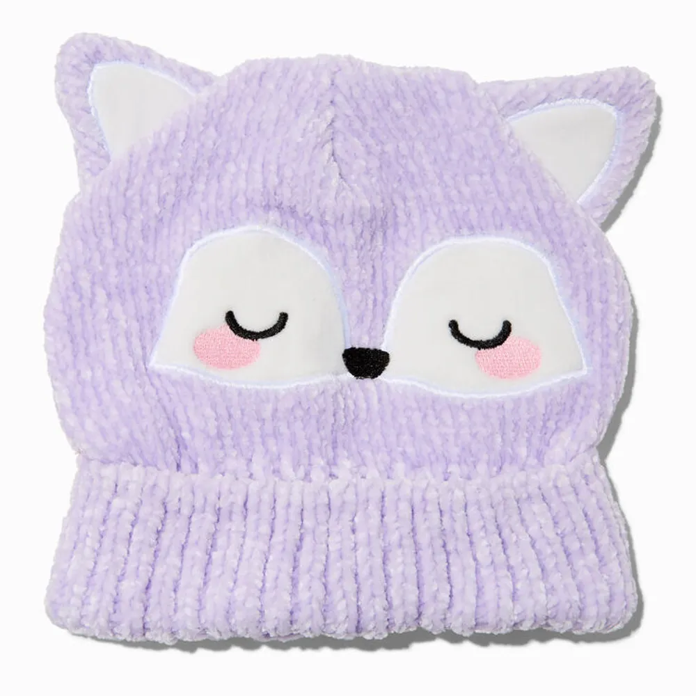 Claire's Club Lilac Fox Beanie