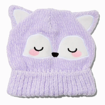 Claire's Club Lilac Fox Beanie