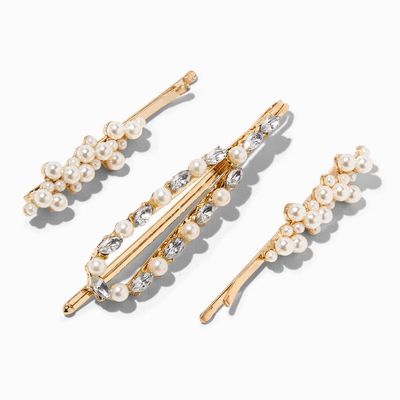 Pearl Cluster & Crystal Hair Pins - 3 Pack