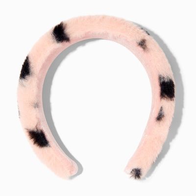 Blush Pink Leopard Print Furry Headband