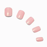 Pink Glazed Short Square Vegan Faux Nail Set - 24 Pack