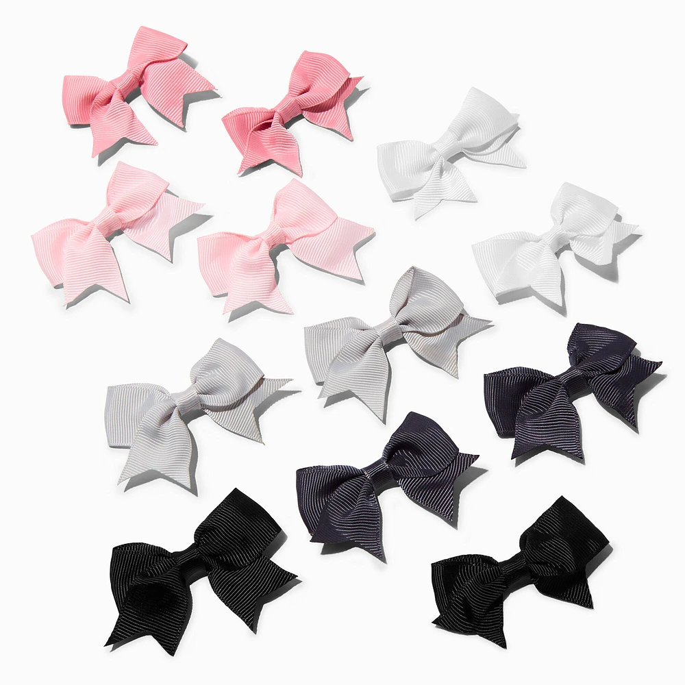 Claire's Club Edgy Mini Hair Bow Clips - 12 Pack