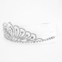 Silver-tone Rhinestone Lotus Princess Tiara