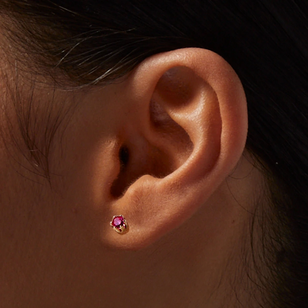 Fuchsia Cubic Zirconia 4MM Round Stud Earrings