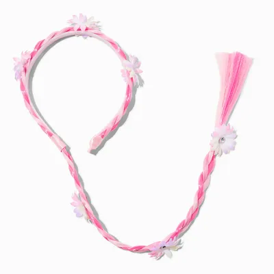 Claire's Club Pink Flower Braided Headband
