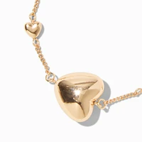 Gold-tone Puffy Heart Chain Bracelet