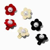 Claire's Club Holiday Mini Pearl Flower Hair Clips - 6 Pack