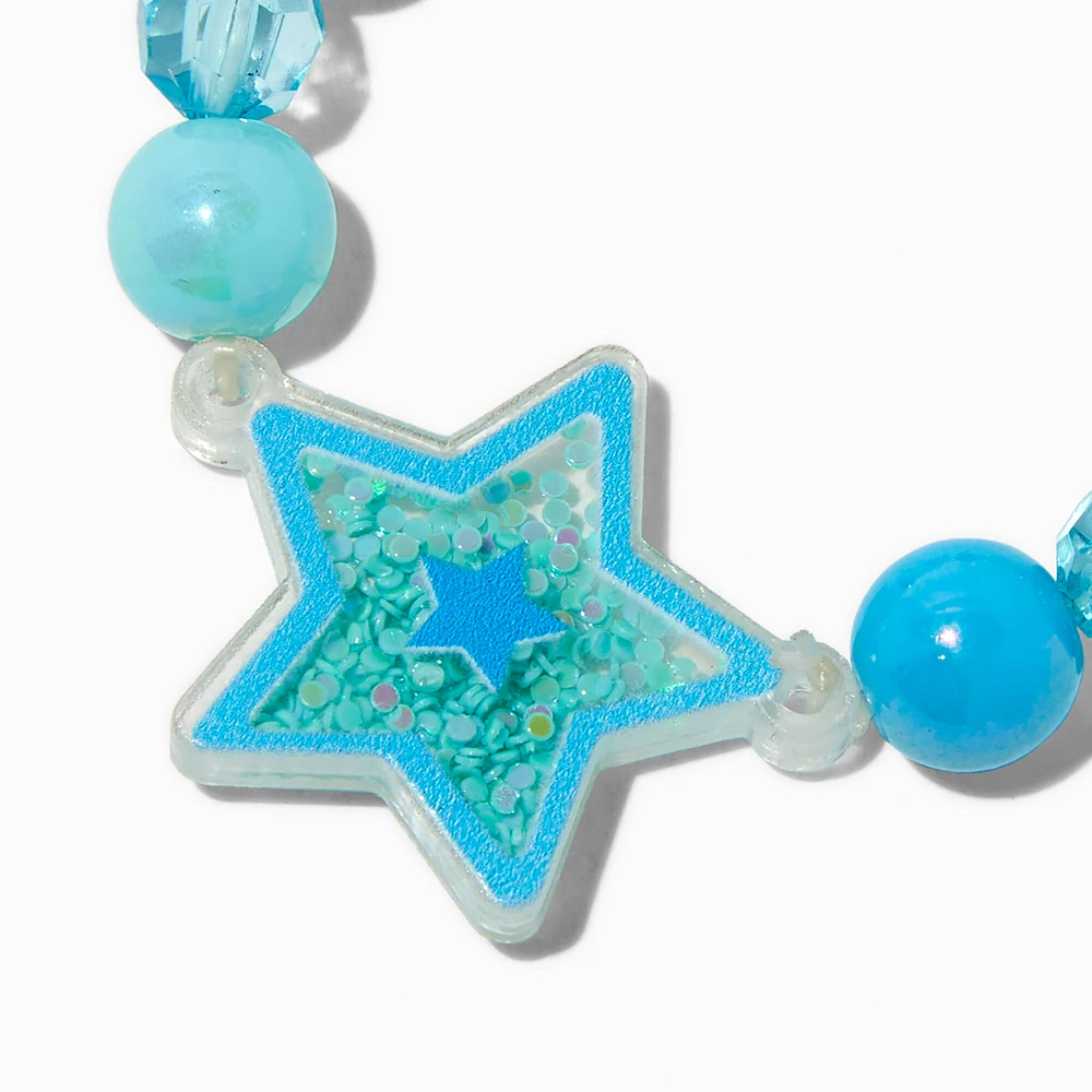 Claire's Club Blue Star Shaker Charm Beaded Stretch Bracelet