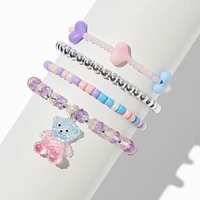 Teddy Bear Beaded Stretch Bracelets - 4 Pack