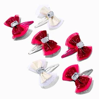 Claire's Club Hot Pink Bow Snap Hair Clips - 6 Pack