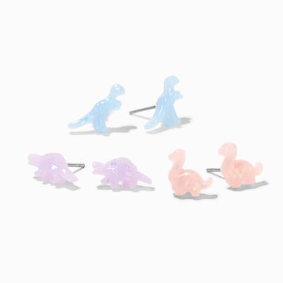 Pastel Dinosaur Glow In The Dark Stud Earrings - 3 Pack