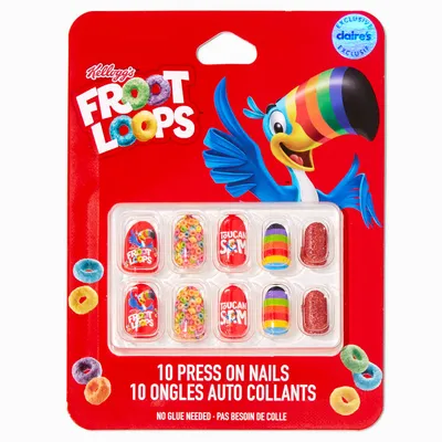 Froot Loops™ Claire's Exclusive Stiletto Vegan Press On Faux Nail Set - 10 Pack