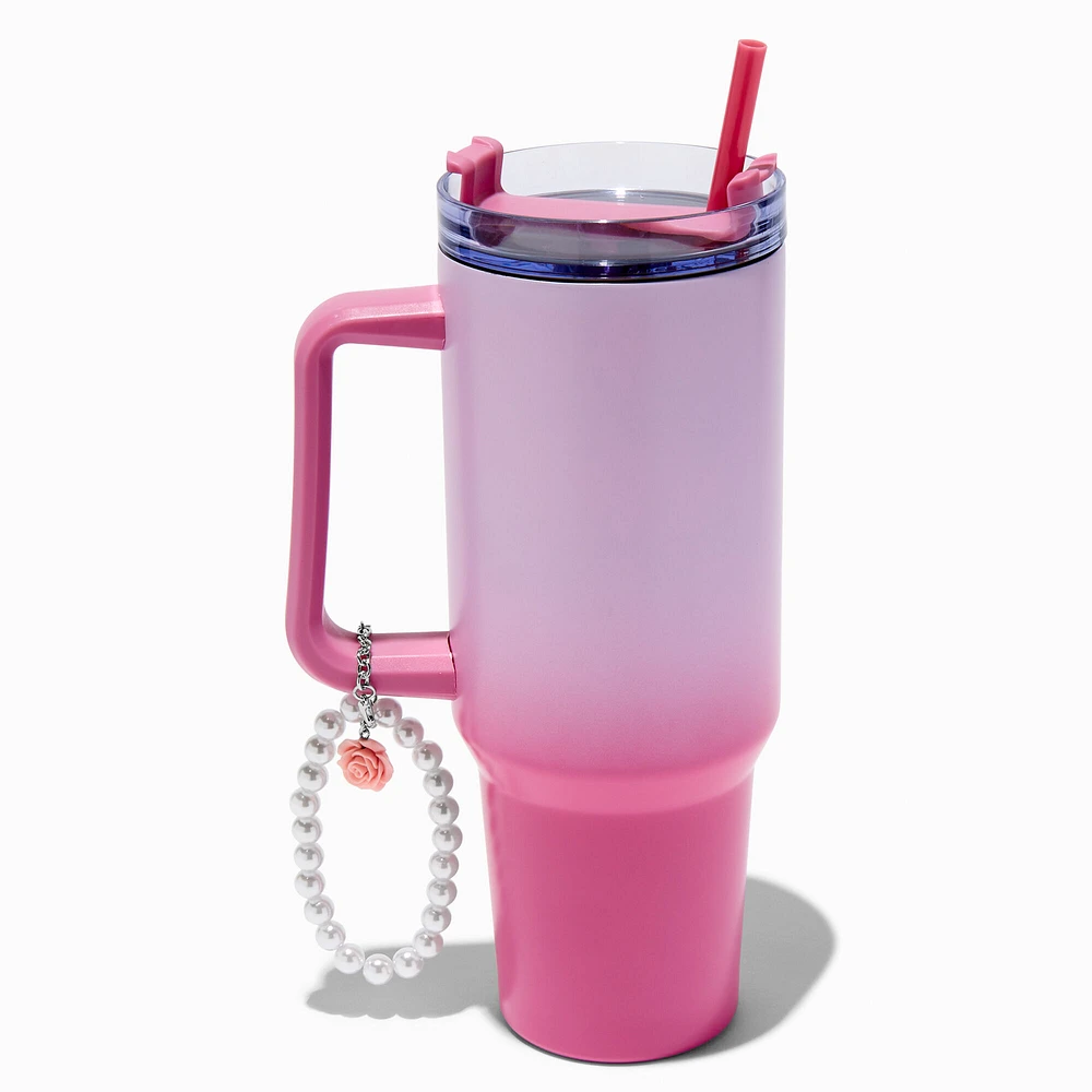 Pink & Purple Ombre Stainless Steel Handled Tumbler