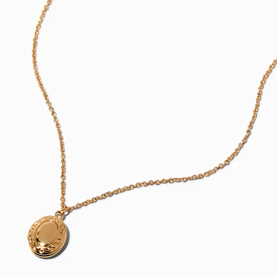 Gold-tone Mini Locket Pendant Necklace