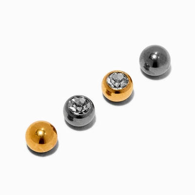 Mixed Metal Titanium Belly Bar Replacement Balls - 4 Pack