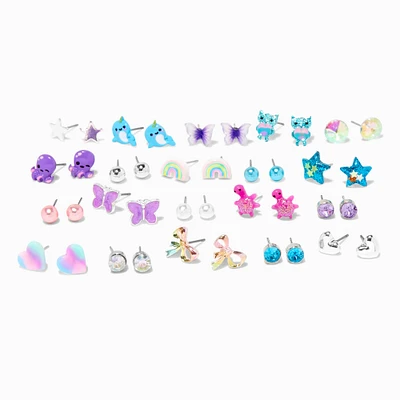 Blue Sea Life Mixed Stud Earrings - 20 Pack