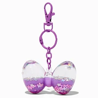 Purple Hair Bow Water-Filled Glitter Keychain