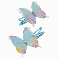 Claire's Club Blue Butterfly Snap Hair Clips - 2 Pack