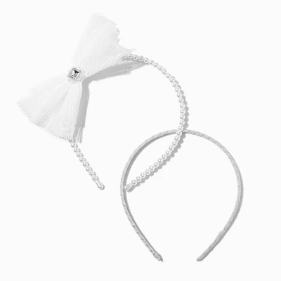 Claire's Club White Bow & Pearl Headbands - 2 Pack