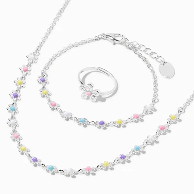 Claire's Club Silver Daisy Jewelry Set - 3 Pack