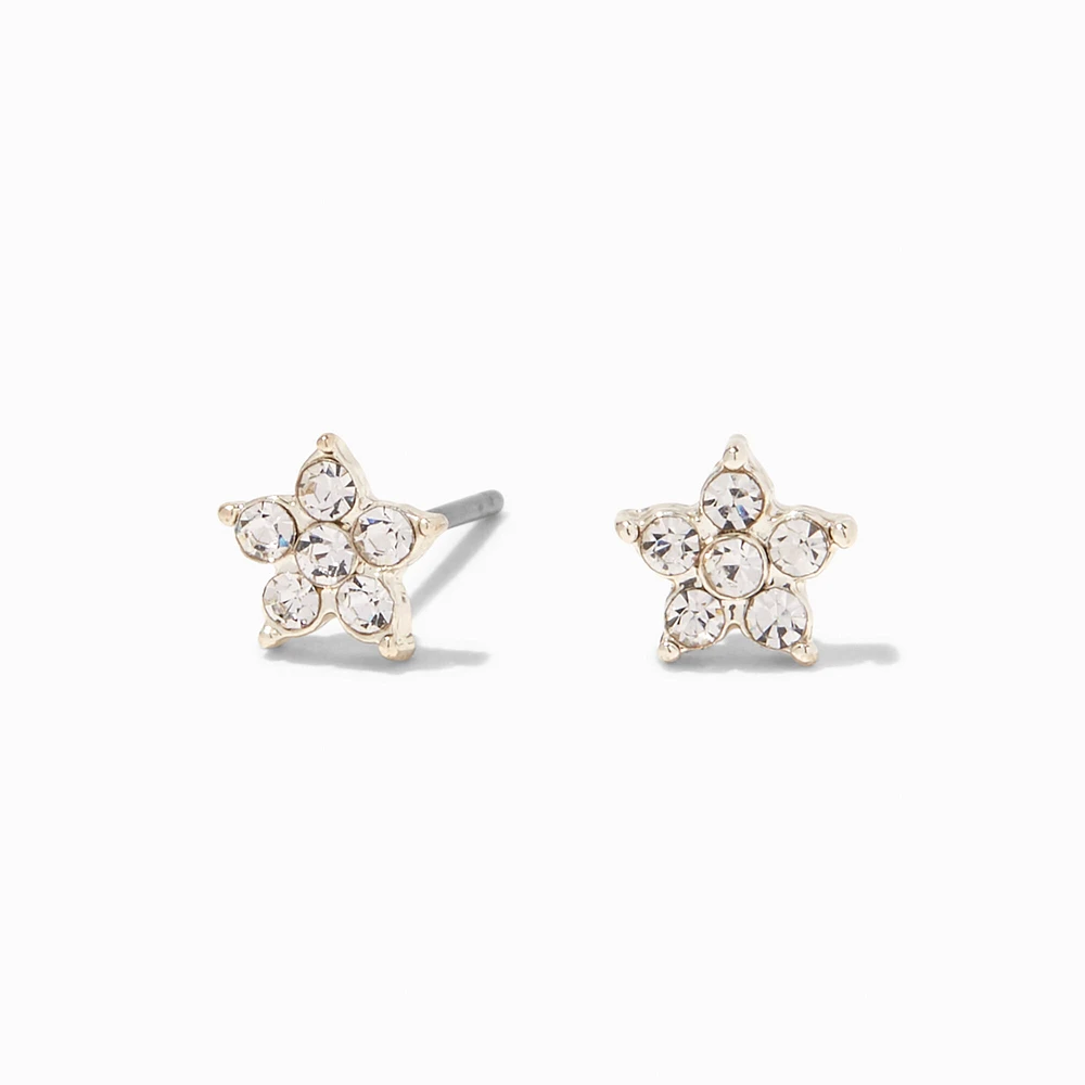 Silver-tone Crystal Star Stud Earrings