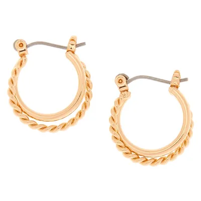Gold 15MM Braided Double Hoop Earrings