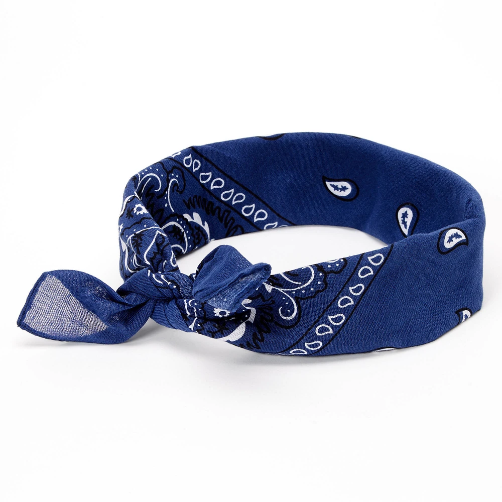 Navy Blue Paisley Bandana Headwrap