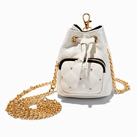 White Quilted Mini Backpack Crossbody Bag