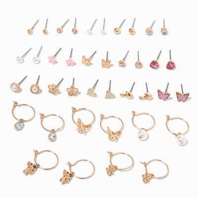 Pastel & Gold Charm Earrings Set - 20 Pack