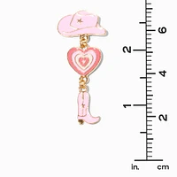 Pink Cowboy Hat & Boot Linear 2" Drop Earrings