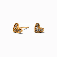 C LUXE by Claire's 18kt Gold Plated Cubic Zirconia Heart Stud Earrings