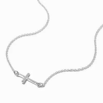 Claire's Recycled Jewelry Silver-tone Cross Pendant Necklace