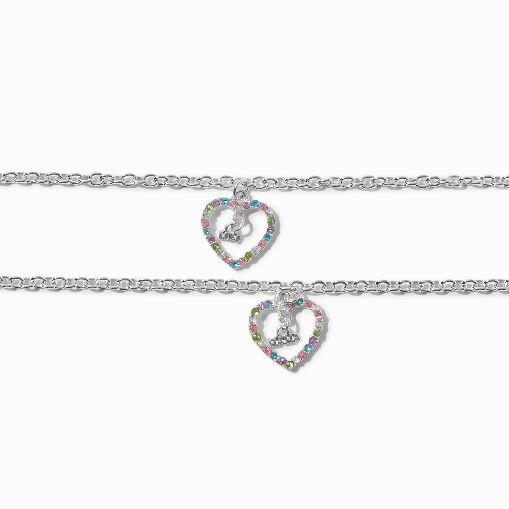 Best Friends Mama & Mini Colored Heart Charm Bracelets - 2 Pack