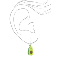 Silver 1" Squish Avocado Drop Earrings - Green
