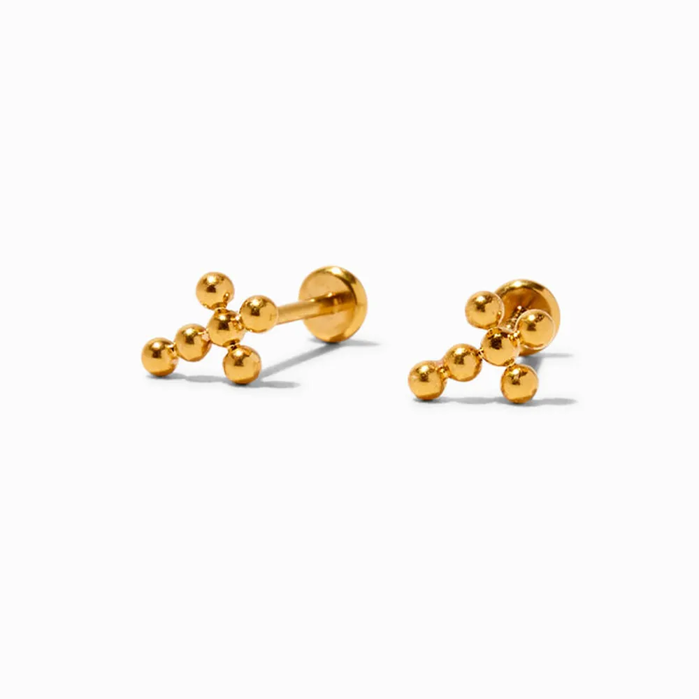 Claire's C LUXE by Claire's Gold-tone Titanium Ball Cross Flat Back Stud  Earrings