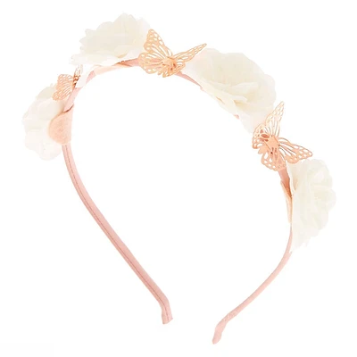 Ivory Flower & Butterfly Headband