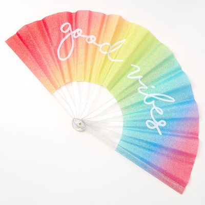 Good Vibes Rainbow Folding Fan