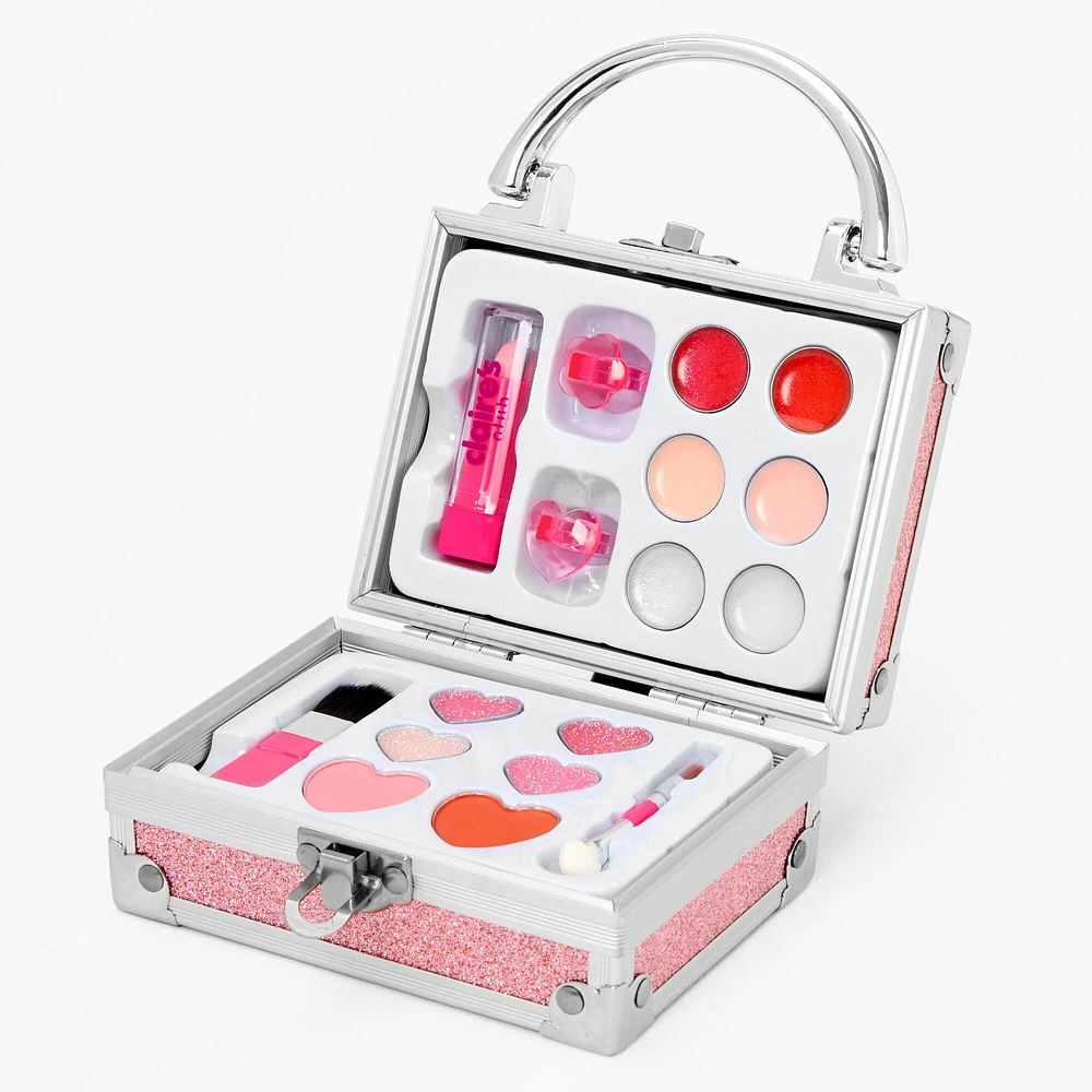 Claire's Club Tiny Travel Pink Glitter Lock Box Makeup Set