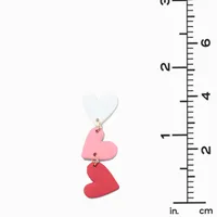 Red Rubber Hearts 1.5" Linear Drop Earrings