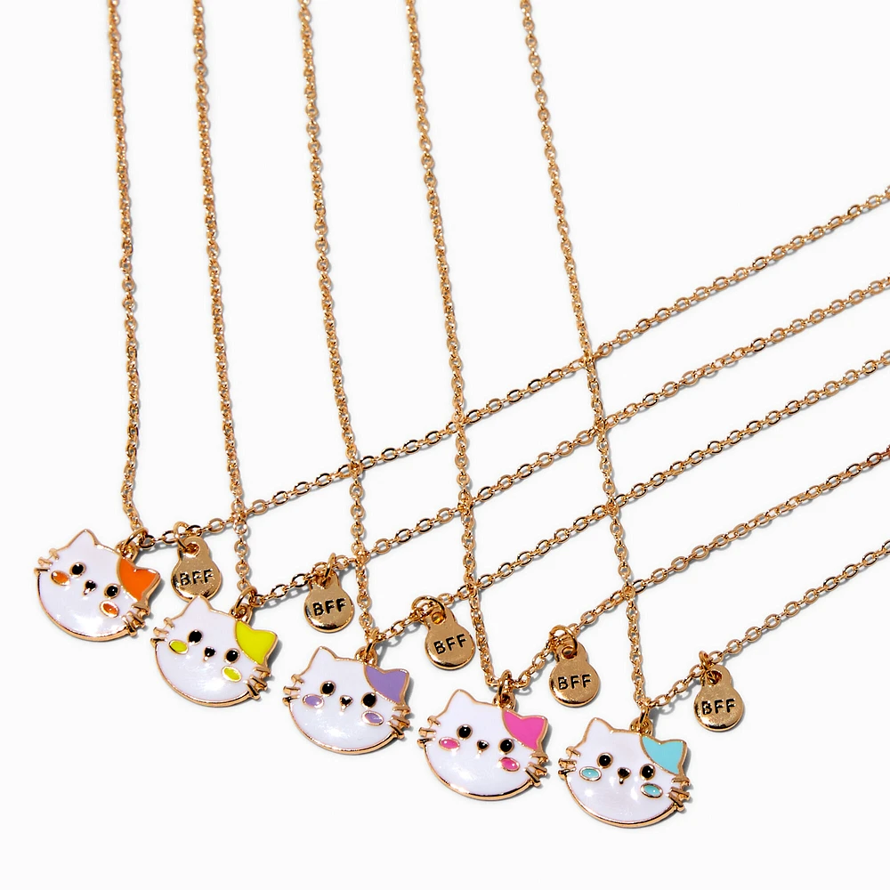 Best Friends Bright Cat Pendant Necklaces - 5 Pack