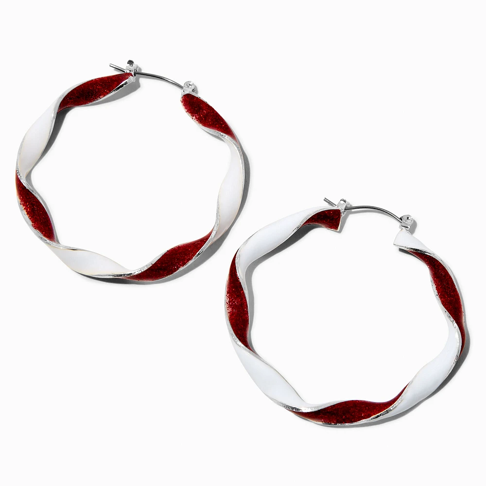 Candy Cane Twist Hoop Earrings